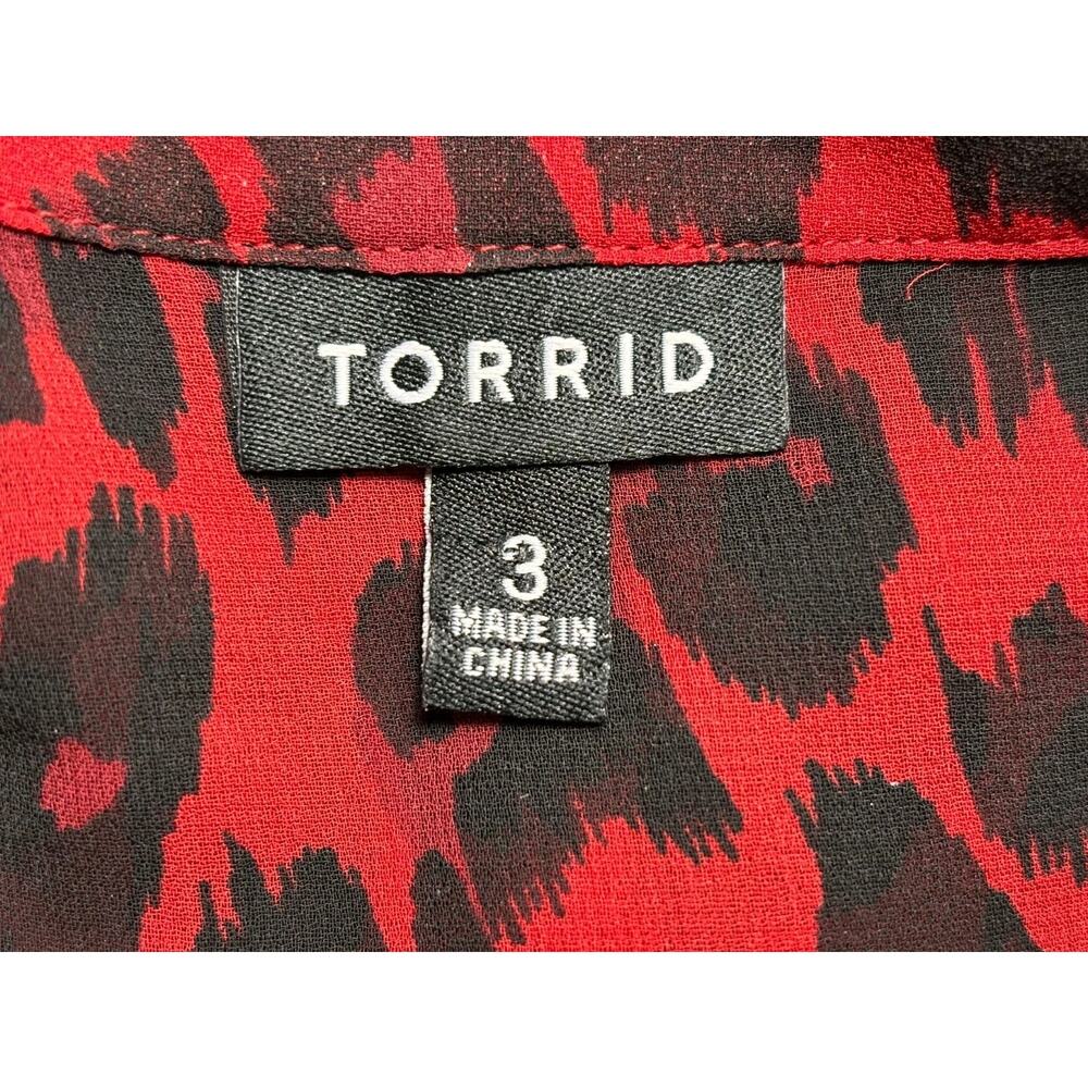 Torrid Leopard Print Challis Button Front Shirt D… - image 3